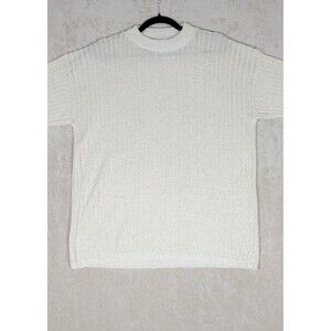 Mathias Vintage Women's Sweater Cream Gold Thread Accent Size XL Made In USA